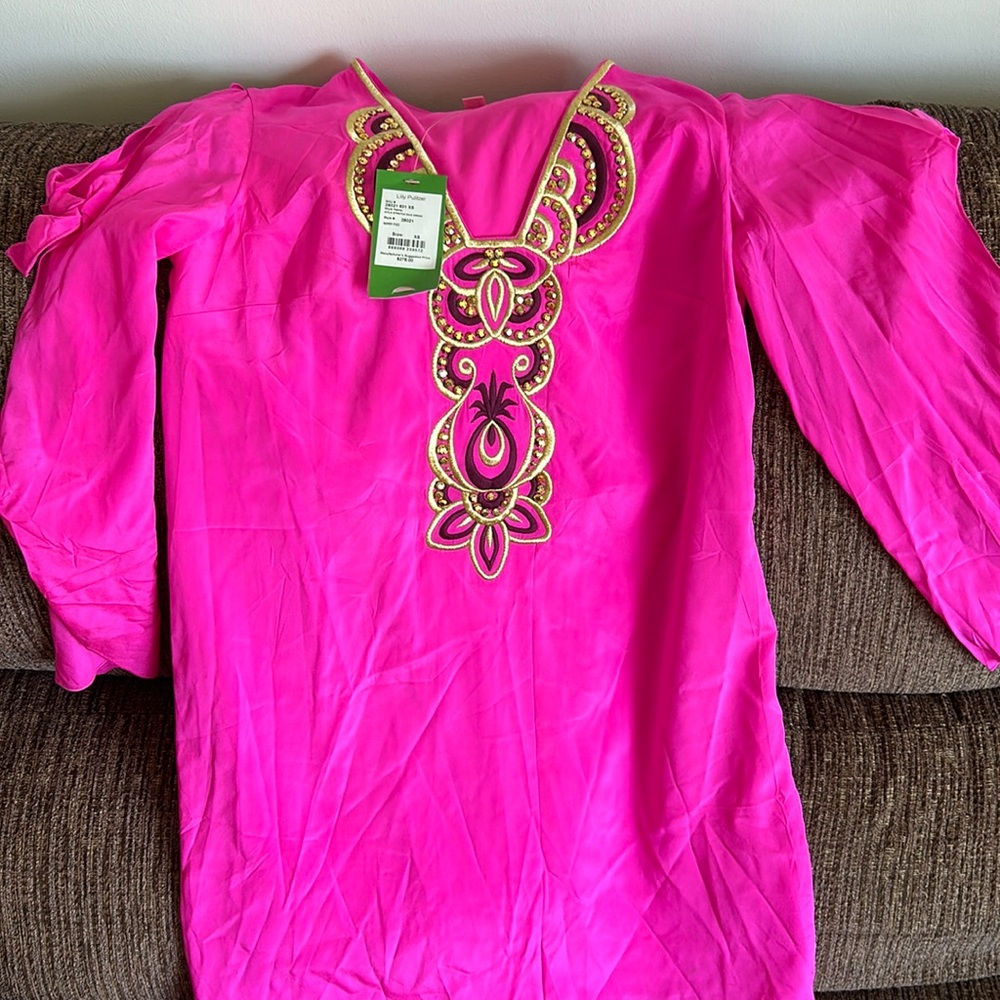 Lilly Pulitzer Hot Pink Avila Stretch Silk Dress XS NWT